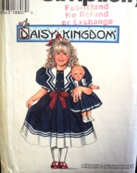 7076 DAISY KINGDOM SS FLARE DRESS,17''DOLL PATTERN 5-6X